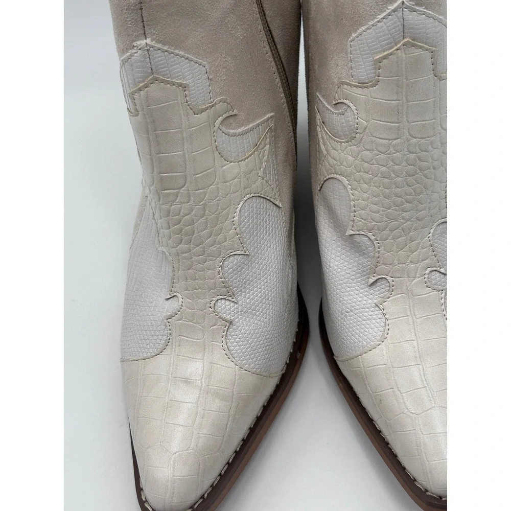 Cato White Western Cowboy Ankle Boots Size 11 Pointed Toe Cowgirl Booties NWOT